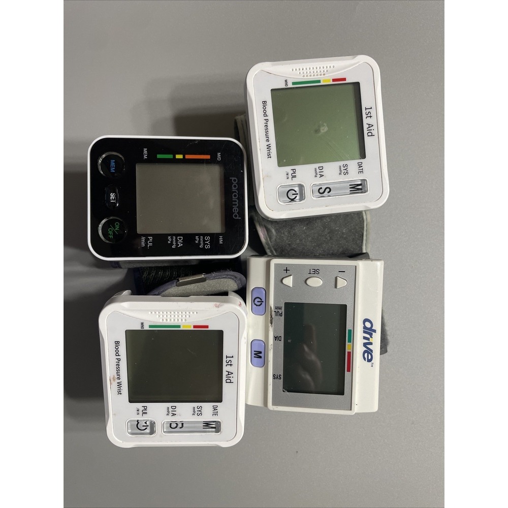 Lot Of 4 Blood Pressure Wrist Cuff Unknown Working Condition, No Battery Covers
